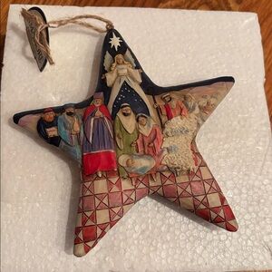 Jim Shore Festive Star Ornament with Red and Blue Accents